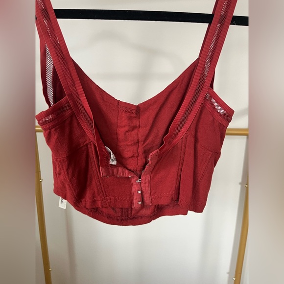 Like new- Free people lace up front, corset back, lace detailing tank top - Picture 3 of 4